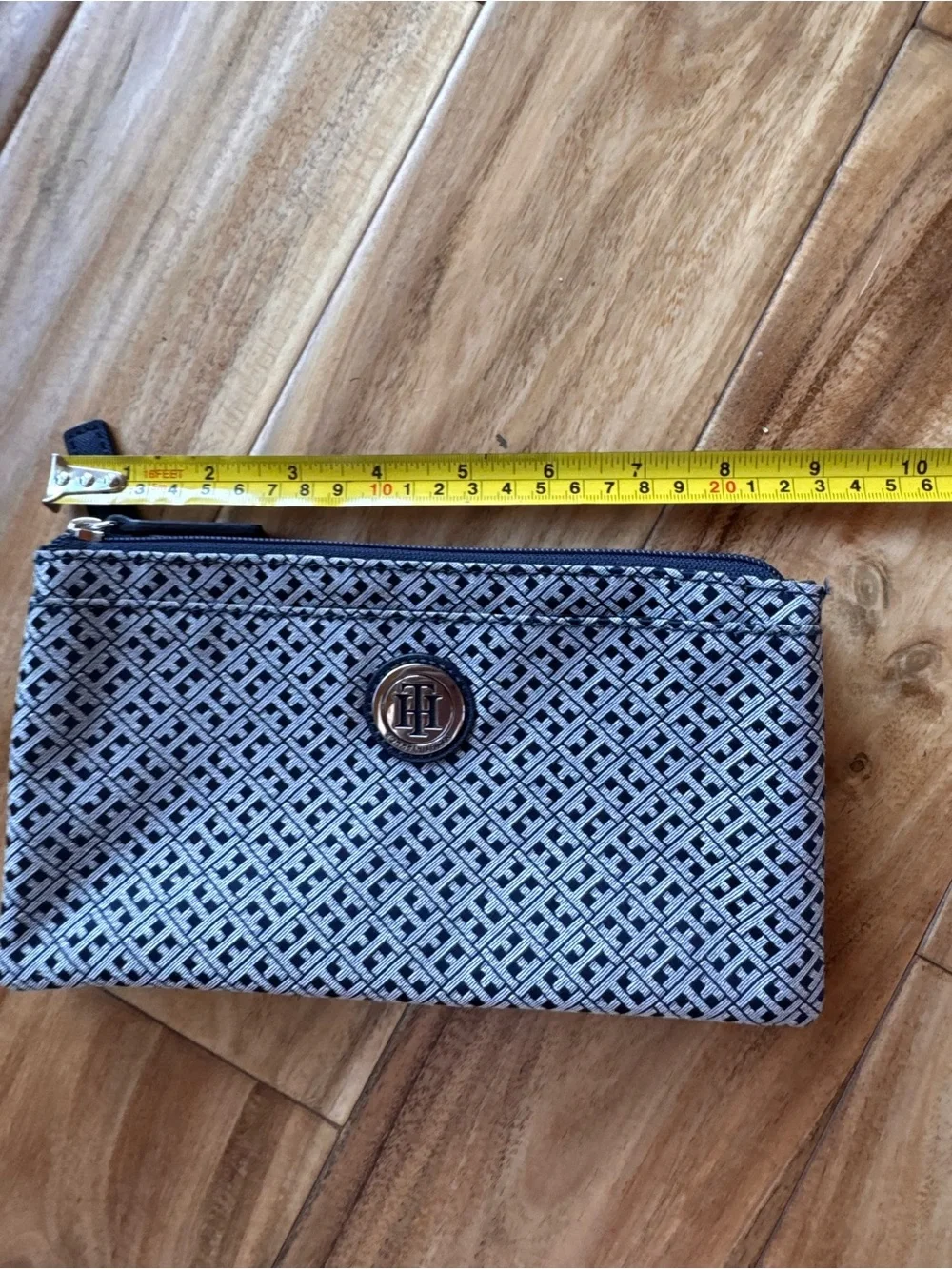 Tommy Hilfiger Navy and White Monogram Wristlet Clutch